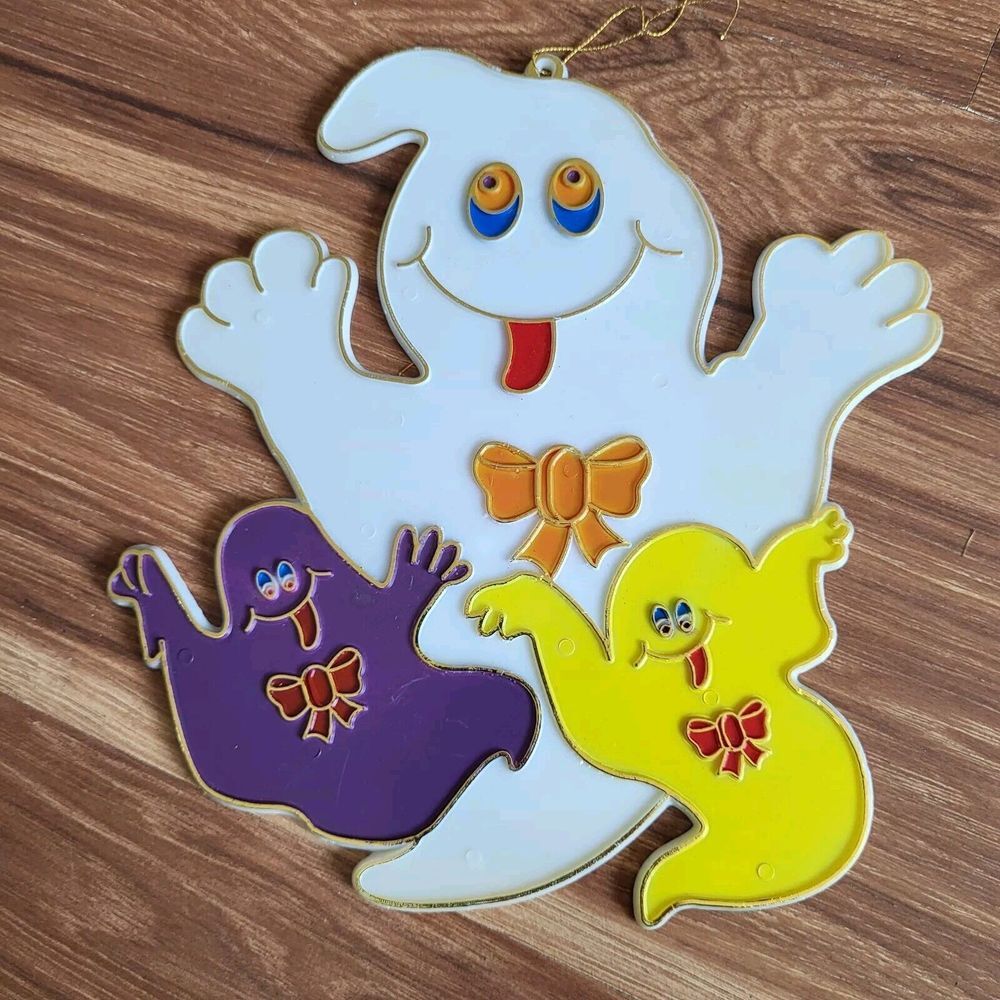Vintage Halloween Ghost Family Sun‎ Catcher Ghouls Spooky Season Decoration Fall